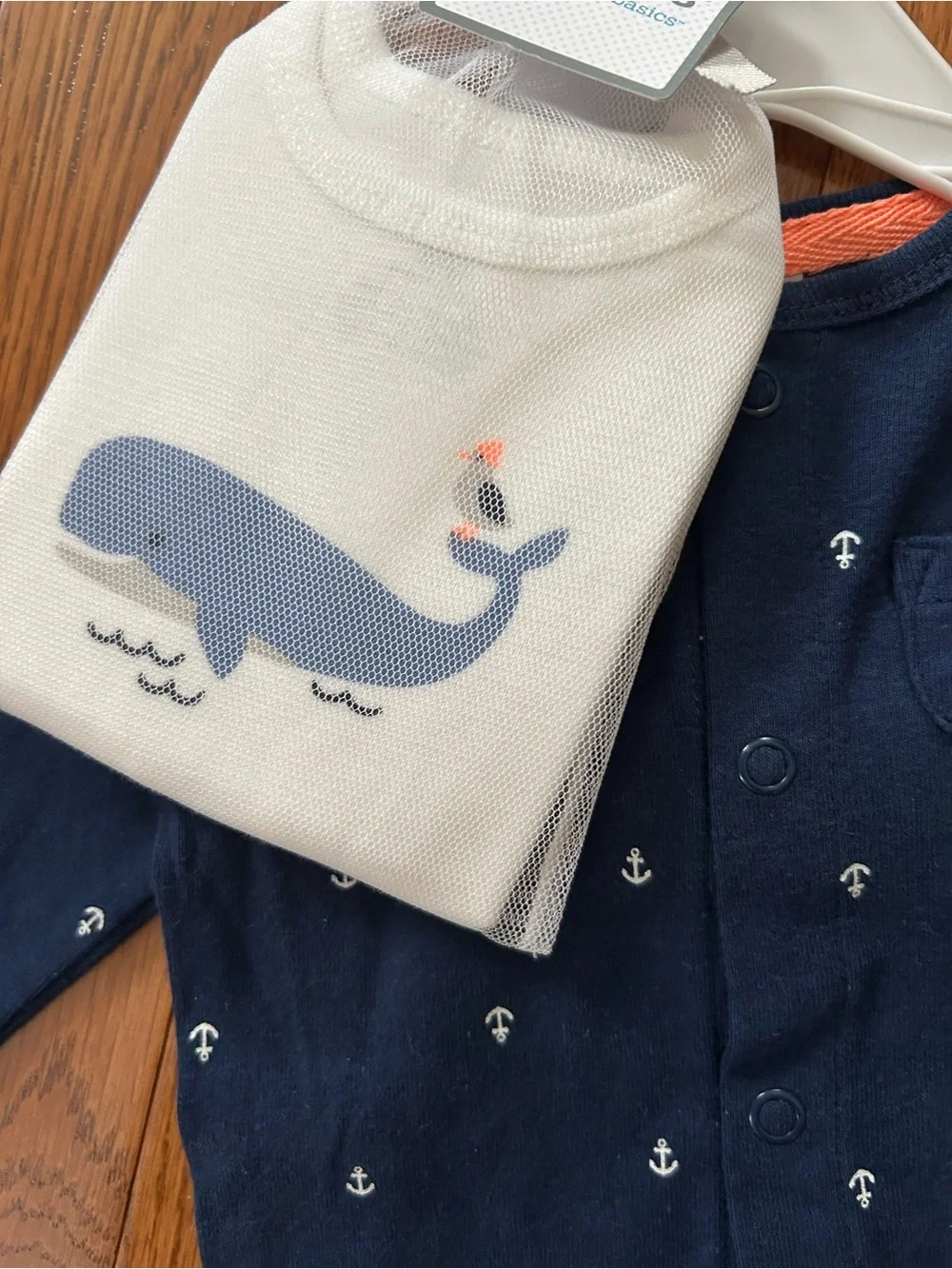 Carter's Navy Long Sleeve Nautical Baby 3 Piece Set with Whale Bodysuit 3M NWT